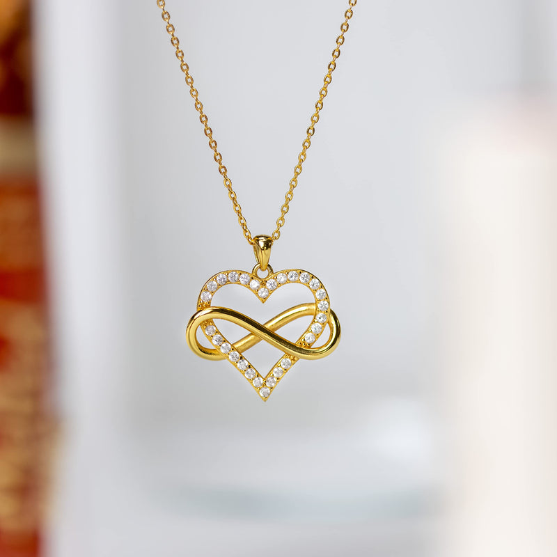 [Australia] - Sash & Soph Infinity Heart Necklace for Women. 925 Sterling Silver Heart Necklace for Girlfriend, Love Heart Pendant on 18" Chain with 2" Extender (Rose Gold or Gold Plated) 