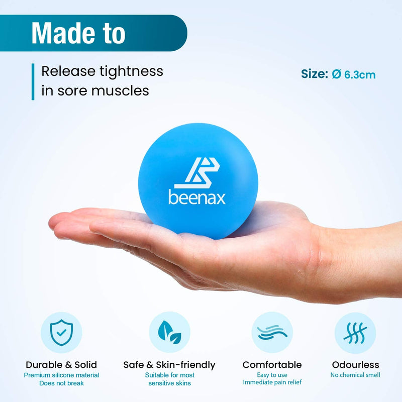 [Australia] - Beenax Lacrosse & Spiky Massage Ball Set - Perfect for Trigger Point Therapy, Myofascial Release, Plantar Fasciitis, Deep Tissue and Muscle Relief - Designed to Relieve Stress and Relax Tight Muscle Blue 
