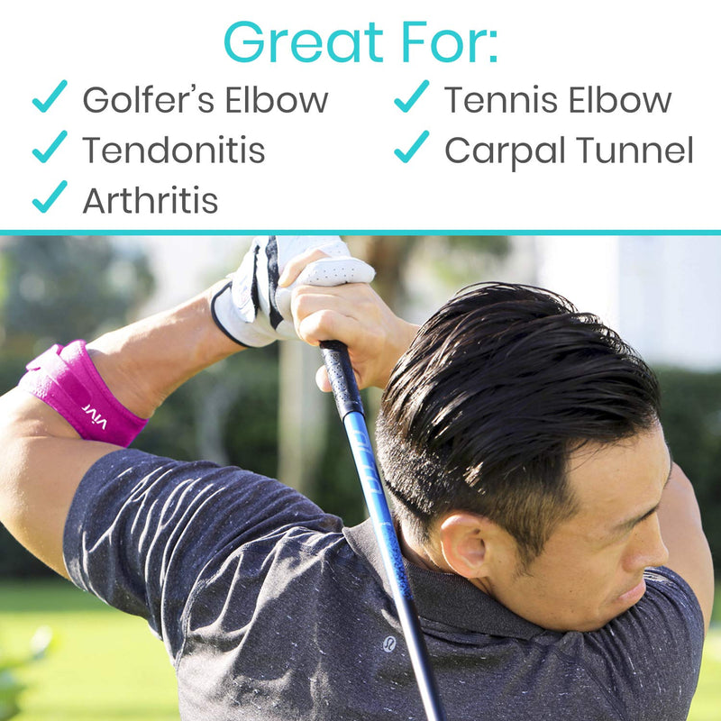 [Australia] - Vive Tennis Elbow Brace (Pair) - Rheumatoid Arthritis Strap For Bursitis, Golfers, Lateral & Medial Epicondylitis, Tendinitis - Padded Compression Arm Support Band - Adjustable Forearm Pain Relief Pink 