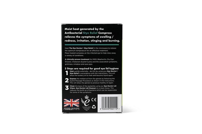 [Australia] - The Eye Doctor Stye Relief Compress Featuring Sterileyes - Microwaveable Single Eye Patch - Treatment of Styes, Chalazion & Cyst - Moist Heat Mask for Dry Eyes, Blepharitis & MGD 