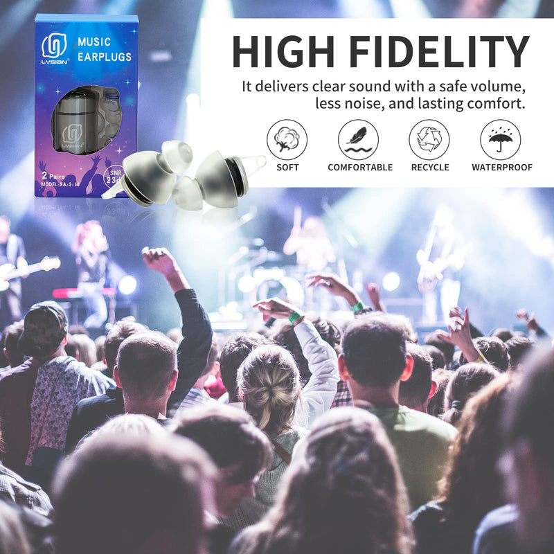 [Australia] - High Fidelity Concert Ear Plugs 2 Pairs, Musician EarPlugs SNR 23 dB Noise Reduction for Music Festivals, Drummers, DJS，Motorcycles, Raves, Games and Entertainment Events 