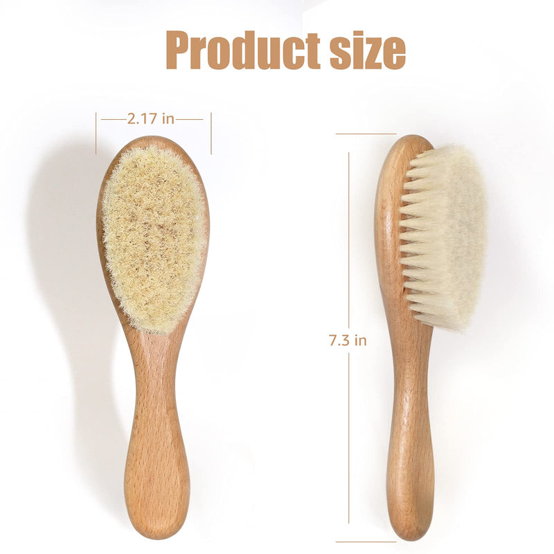 [Australia] - Tokcom Baby Hairbrush, Baby Massage Brush with Wooden Handle & Super Soft Goat Bristles for Newborns & Toddlers 1 Count (Pack of 1) 