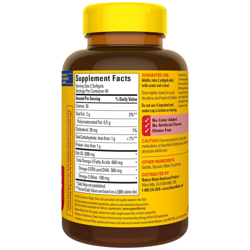 [Australia] - Nature Made Fish Oil 1000 mg, 90 Softgels, Fish Oil Omega 3 Supplement For Heart Health 90 Count (Pack of 1) 