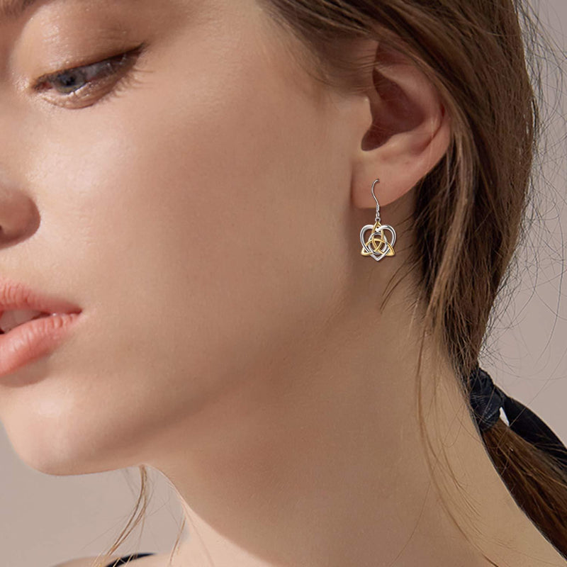 [Australia] - Celtics Earrings Sterling Silver Irish Celtic Knot Dangle Earrings Love Heart Drop Earrings Jewellery Mothers Day Gifts for Women Girls Mother Daughter 
