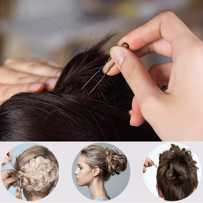 [Australia] - Black Hair Pins,Bobby Pins U shape Hair Bun Pins Bun Pins Hair Clips Hair Grips for Women Hair Styling Pins 50 Pieces Ideal for All Hair Types (6 cm/2.36 Inch) BIack-U 