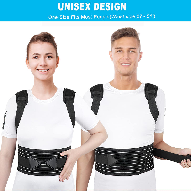 [Australia] - Aollop Posture Corrector Women and Men Spine Back Support Adjustable Back Brace for Improving Posture Providing Pain Relief from Neck Back Shoulder ( Waist 27'- 51') 