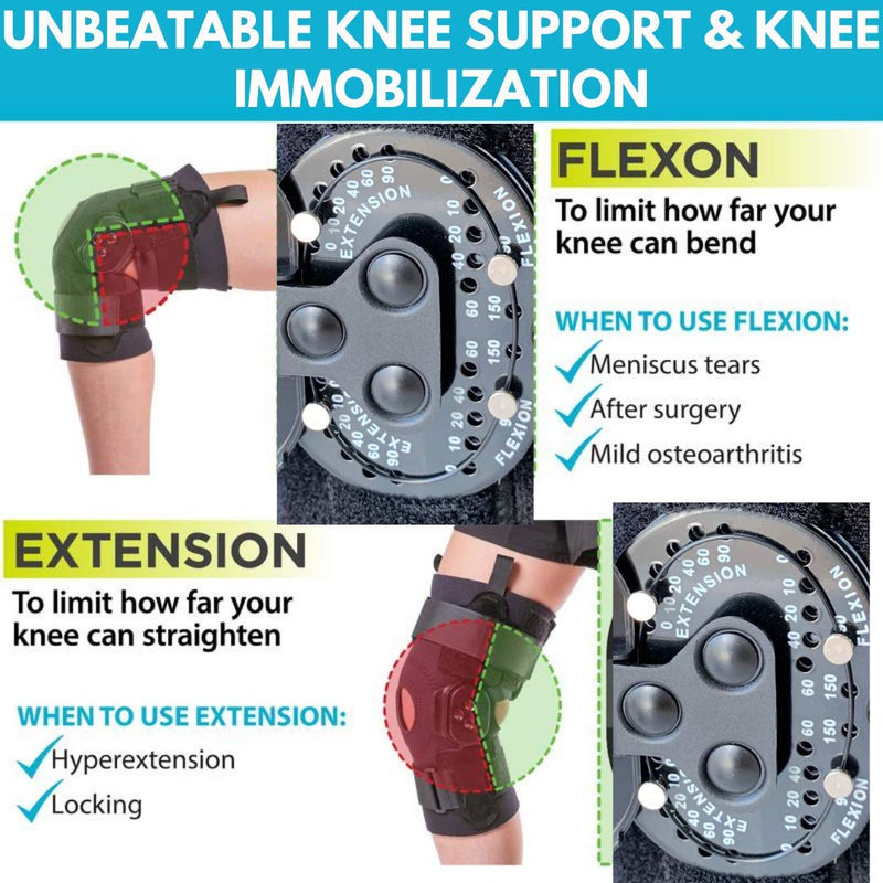 [Australia] - Comfyorthopedic Wrap Around Hinged Knee Brace Immobilizer Support For Men & Women Arthritis Meniscus Tear ACL PCL Post Op Leg Stabilizer Locking Knee Brace For Meniscus Tear & Other Injuries 