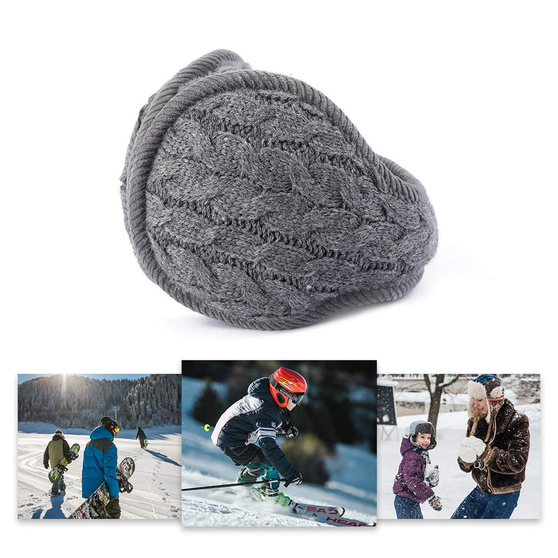 [Australia] - Surblue Unisex Warm Knit Earmuffs Ladies Cashmere Winter Pure Color Outdoor Fur Earwarmer, Adjustable Wrap A-agray 
