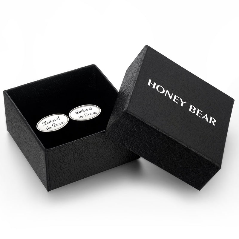 [Australia] - HONEY BEAR Oval Wedding Cufflinks for Mens Shirt Marriage with Gift Box Father of the Groom 