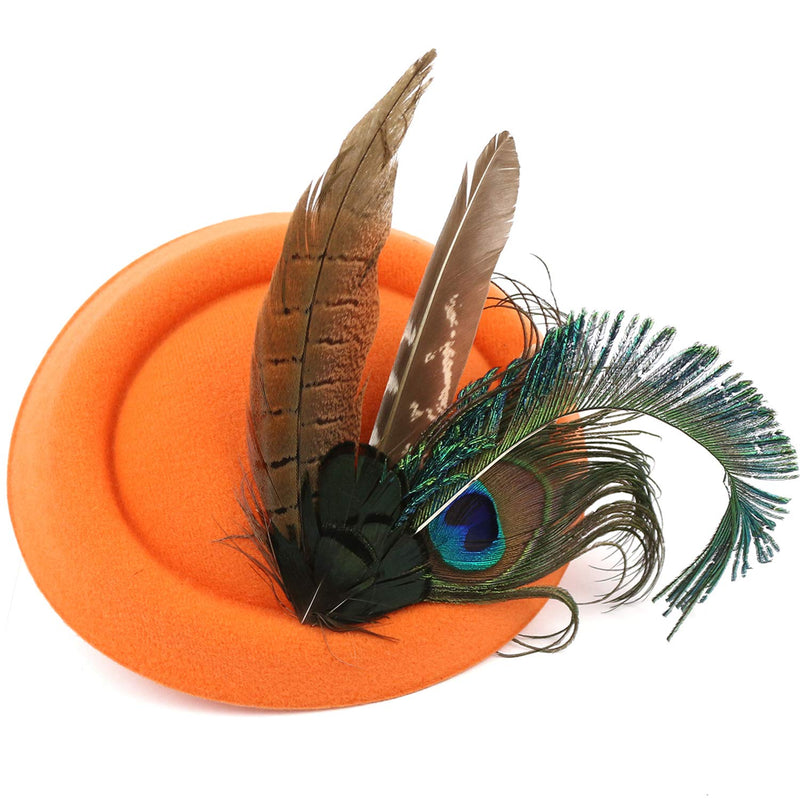 [Australia] - BABEYOND Fascinators Hat Derby Pillbox Hat Cocktail Tea Party Feather Headband Orange 