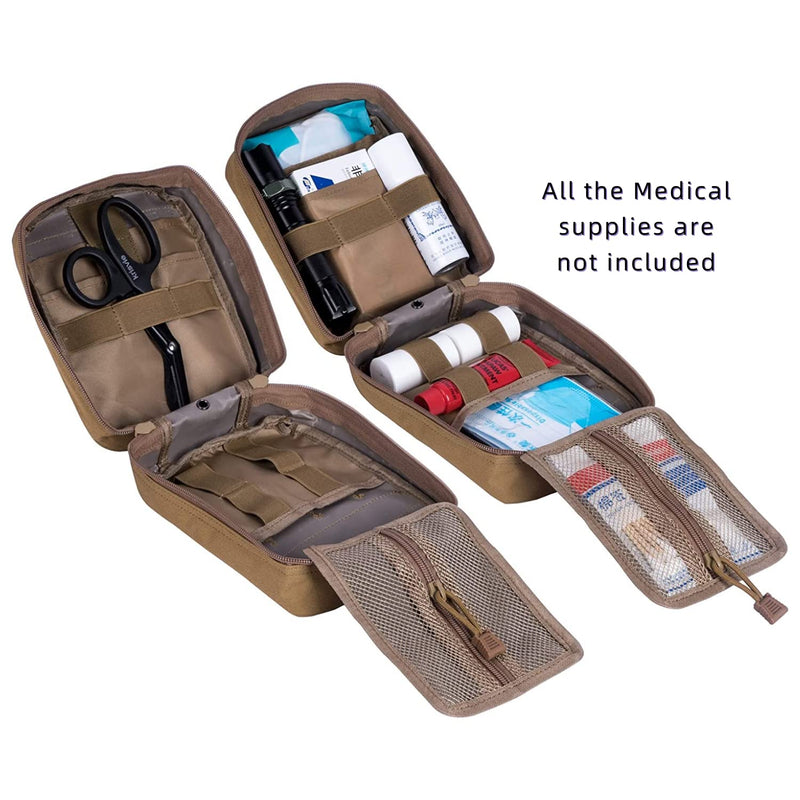 [Australia] - Krisvie 2Pack First Aid Molle Pouch EMT Pouch Detachable Tactical Medical Bag for Outdoor Activities with Shear Tan 