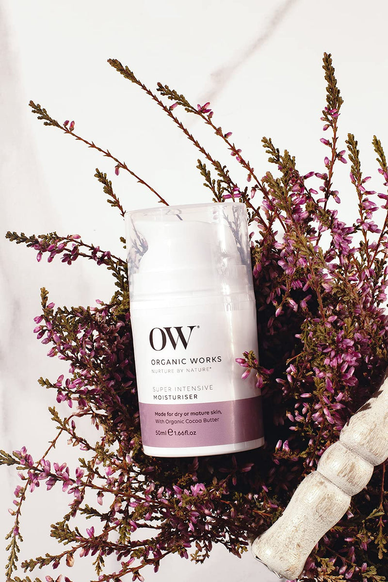[Australia] - Organic Works Super Intensive Moisturiser 50ml, Organic, 100% Vegan, Cruelty Free with Cocoa Butter, Shea Butters, Grape Seed Oil, and Jojoba Oil 
