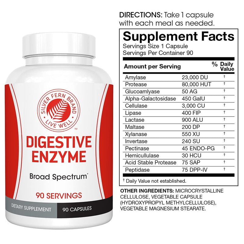 [Australia] - Silver Fern Brand Ultimate High Potency Digestive Enzyme Supplement - 2 Bottles - 100% Intestinal Coverage - Digestive Comfort - Improve Food Tolerability 
