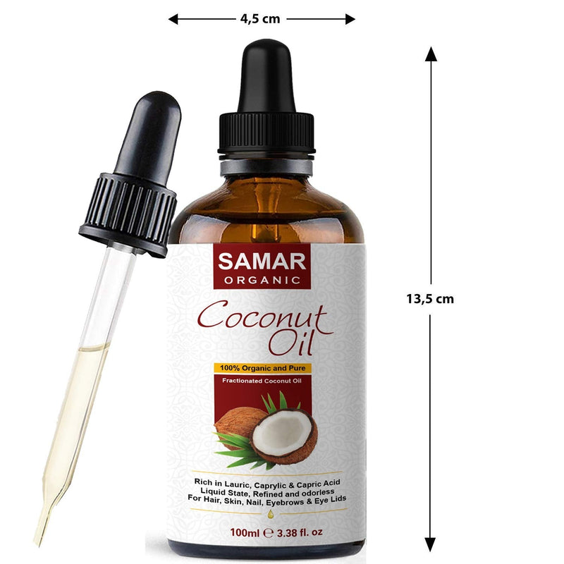 [Australia] - Coconut Oil - Premium Quality 100% Pure and Certified Organic Fractionated Coconut Oil (Not Greasy) Vegan, Cruelty Free. Ideal as Moisturizing Skin, Hair and Face. Sun Protection, After Shave - 100ml 100 ml (Pack of 1) 