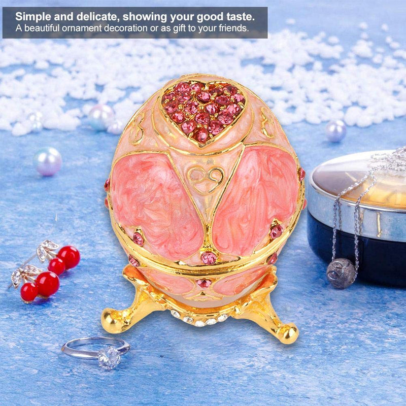 [Australia] - Egg Jewelry Box Painted Enameled Jewelry Trinket Hinged Jewelry Crystals Ring Holder Organizer Unique Home Decor Pink 