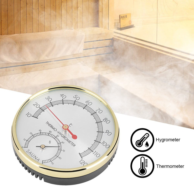 [Australia] - Sauna Thermometer Celsius Haofy Temperature Hygrometer Sauna Thermometersauna Metal Dial Sauna ToolsBeautiful and Practical 