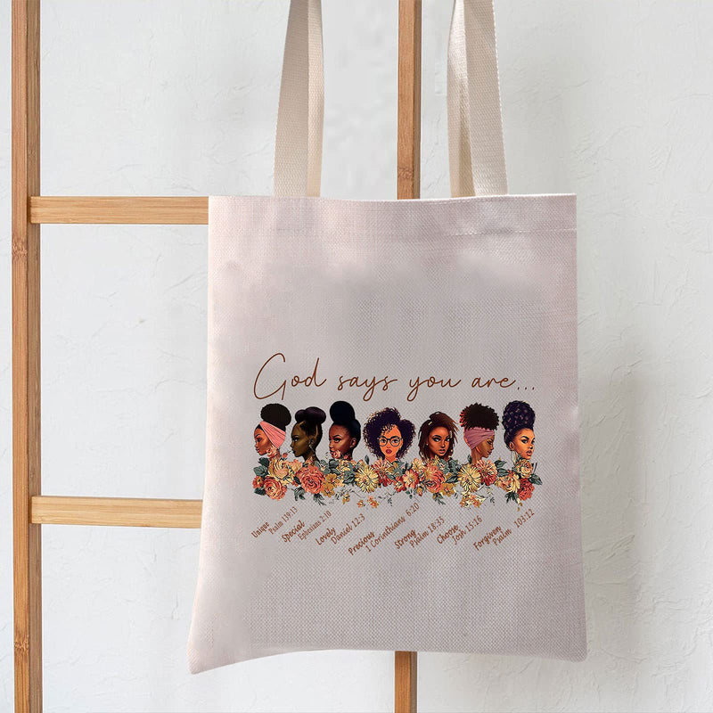 [Australia] - LEVLO African American Cosmetic Make up Bag Black Girl Gift God Says You are Unique Special Lovely Chosen Forgiven Makeup Zipper Pouch Bag American African Black Live Matter Gift, God Says Tote, 