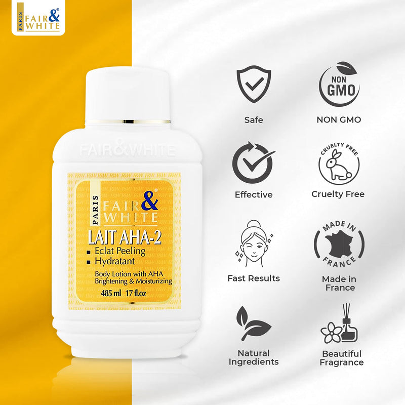 [Australia] - Fair & White Original AHA Body Lotion | 17 Fl oz 485 ml | Skin Lightening Cream, Hyperpigmentation Treatment, Dark Spots Corrector on: Body, Knees, Armpits Elbows 