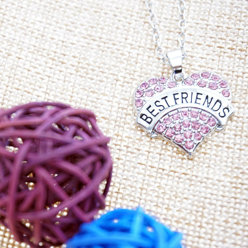 [Australia] - O.RIYA Best Friends Crystal Heart Pendant Necklaces Pink 