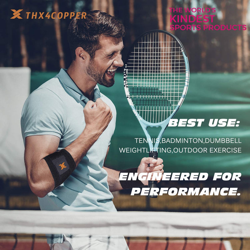 [Australia] - Thx4COPPER Infused Adjustable Compression Tennis and Golfers Elbow Support Brace, with Pad for Muscle and Joint Pain Relief, Tendinitis,Carpal Tunnel Syndrome Small (Pack of 1) 