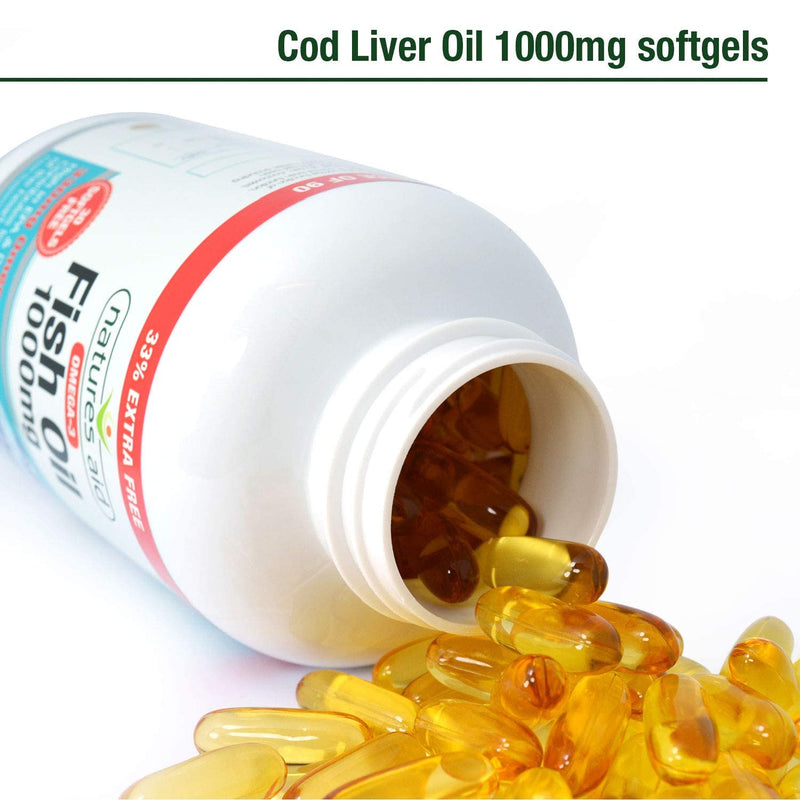 [Australia] - Natures Aid Fish Oil 1000mg | Omega 3 (180mg Epa & 120mg Dha) | Made In The UK, 120 Softgels for The Price of 90, 120 Capsules 