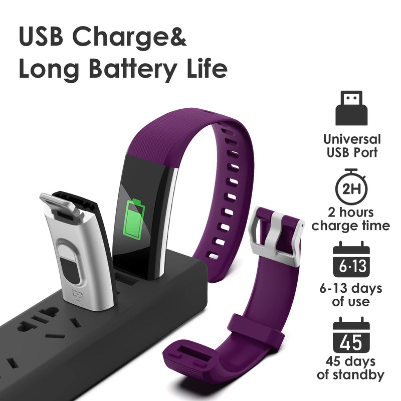 [Australia] - Fitness Tracker for Men and Women,Fitness Watch Waterproof with Activity Tracker and Sleep Monitor&Temperature Monitor,Smart Watch for Android and iOS Phones Purple 