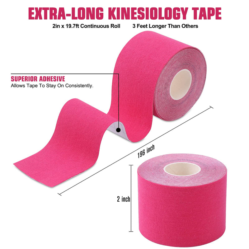 [Australia] - Kinesiology Tape (1 Uncut Roll) Kinetic Tape 16.4 ft Waterproof Athletic Sports Tape Physio Tape for Knees, Shoulder, Ankles, Elbow, Pain Relief,Joint Support (Pink) (1 Roll) Pink 