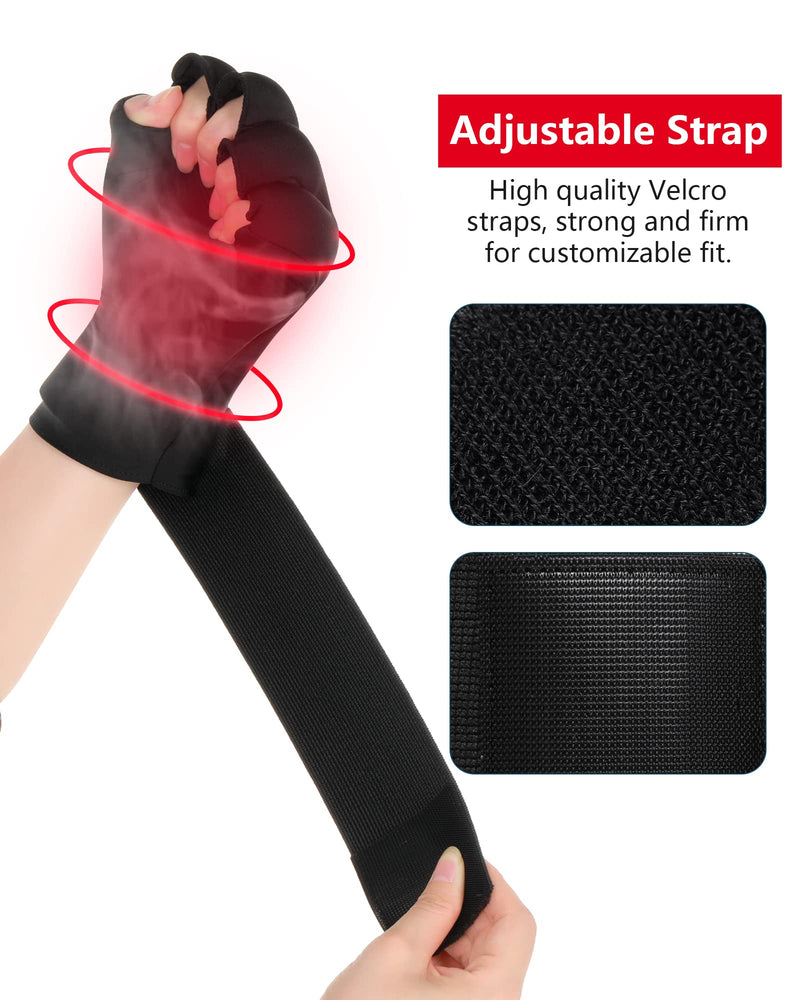 [Australia] - Luguiic Finger Arthritis Compression Ice Glove for Women and Men, Adjustable Wrist Strap Hand Wrist Ice Pack Pain Relief for Arthritis, Carpal Tunnel, Tendinitis Cold&Heat Therapy S Pack of ONE 