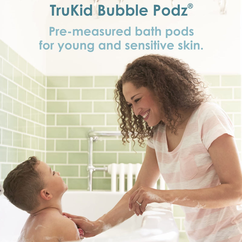 [Australia] - TruKid Soothing Skin (Eczema) Bubble Podz for Baby & Kids, Calming Bubble Bath for Sensitive & Soft Skin, pH Balanced for Eye Sensitivity, Wellness Bubble Bath for Sensitive & Dry Skin, Enriched with Colloidal Oatmeal, and Alantoin, Eases Itchy Skin, U... 