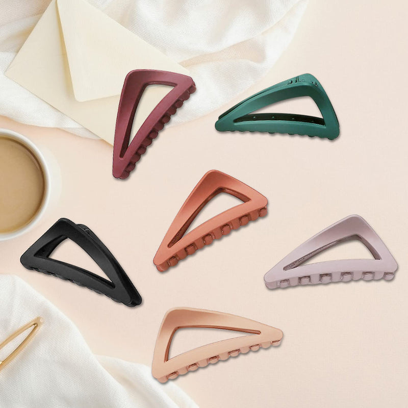 [Australia] - Hair Claw Clips Girls Women Nonslip French Matte Claw Clip for Thin Hair Curly Straight Long Hair - 6 Packs / Set 6 Count (Pack of 1) 