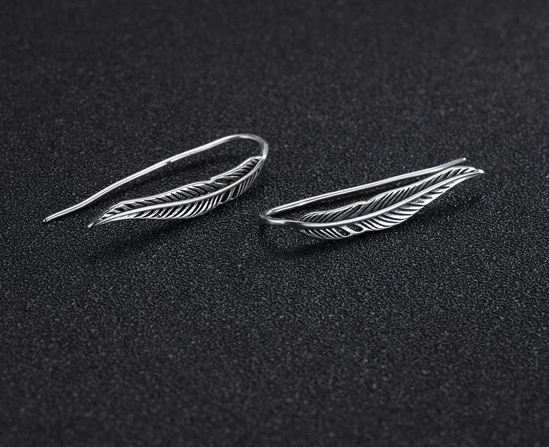 [Australia] - FarryDream Platinum Plated Big Dipper Crawler Earrings Cuff for Women Star Climber Earrings Wrap (Feather Climber) 
