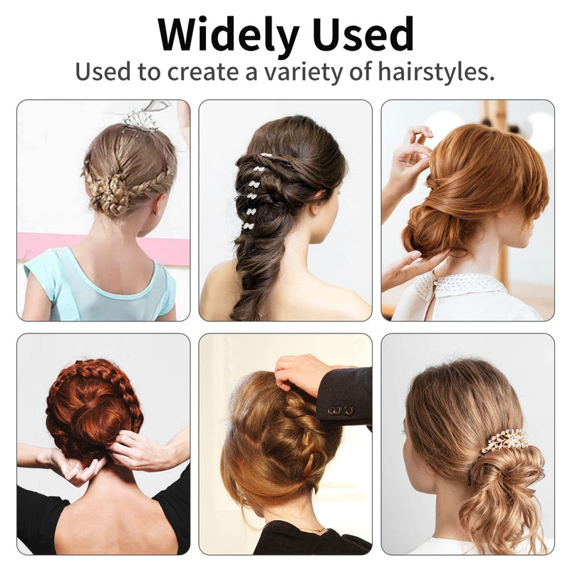 [Australia] - Cehony U Shaped Hair Pins, 200 Count Buns Waved U-shaped Hair Pins for Updos with Box for Women Lady Girls Bobby Pins French Historical Hair Pin Hair Styling Pins Hair Accessories (Black, 2.4 Inch) Black 