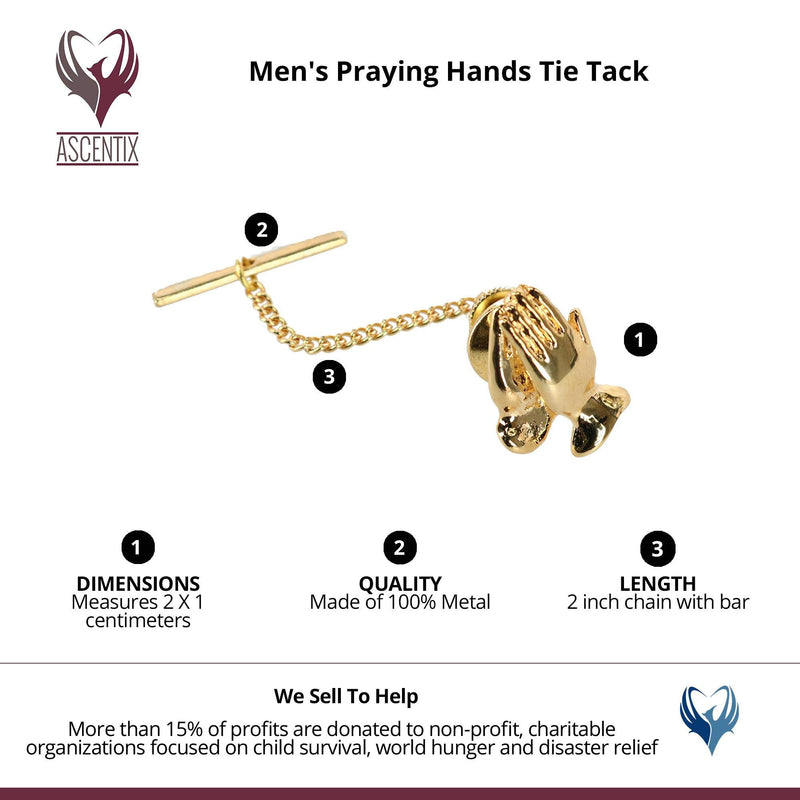 [Australia] - Ascentix Men's Praying Hands Tie Tack Gold 
