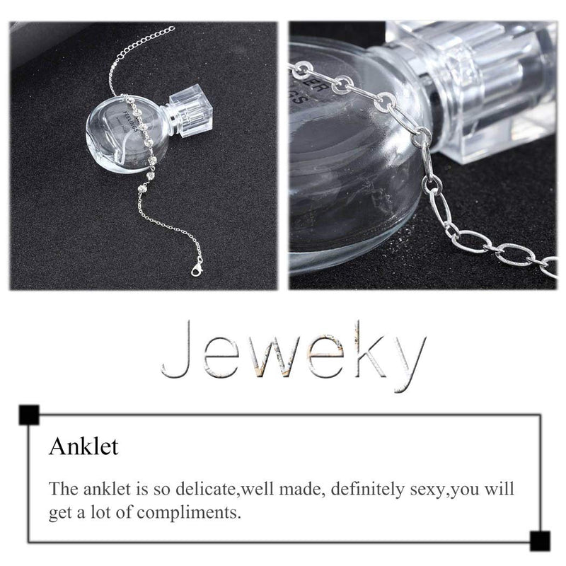 [Australia] - Jeweky Boho Crystal Anklets Silver Ankle Bracelets Chain Beach Foot Jewelry for Women and Girls 