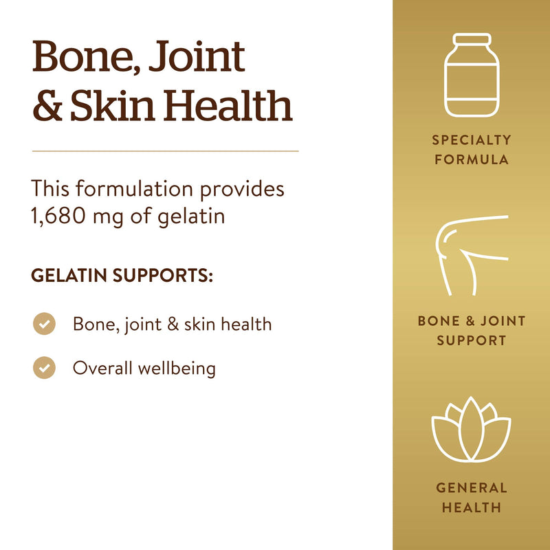 [Australia] - Solgar Gelatin 1680 mg, 250 Capsules - Natural Gelatin - Supports Bone, Joint & Skin Health - Gluten Free, Dairy Free - 83 Servings 