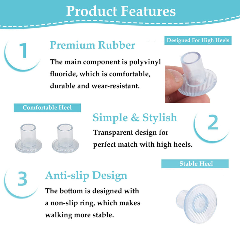 [Australia] - 6 Pairs High Heel Protectors, Non-Slip Stiletto Heel Protectors for Shoes, Transparent Heel Stoppers for Grass Wedding Outdoor Garden, Small/Medium/Large 