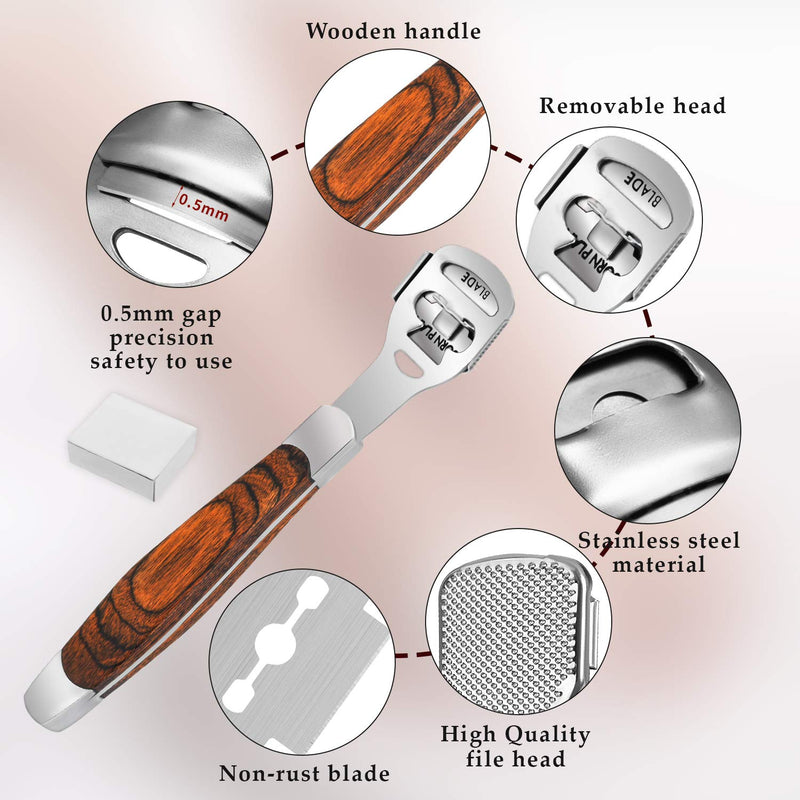 [Australia] - Callus Shaver, Foot Shaver Callus Remover for Feet Hand Care with Foot File, 10pcs Blades, Foot File Head and Dead Skin Storage Cover (15Pcs in Total) 