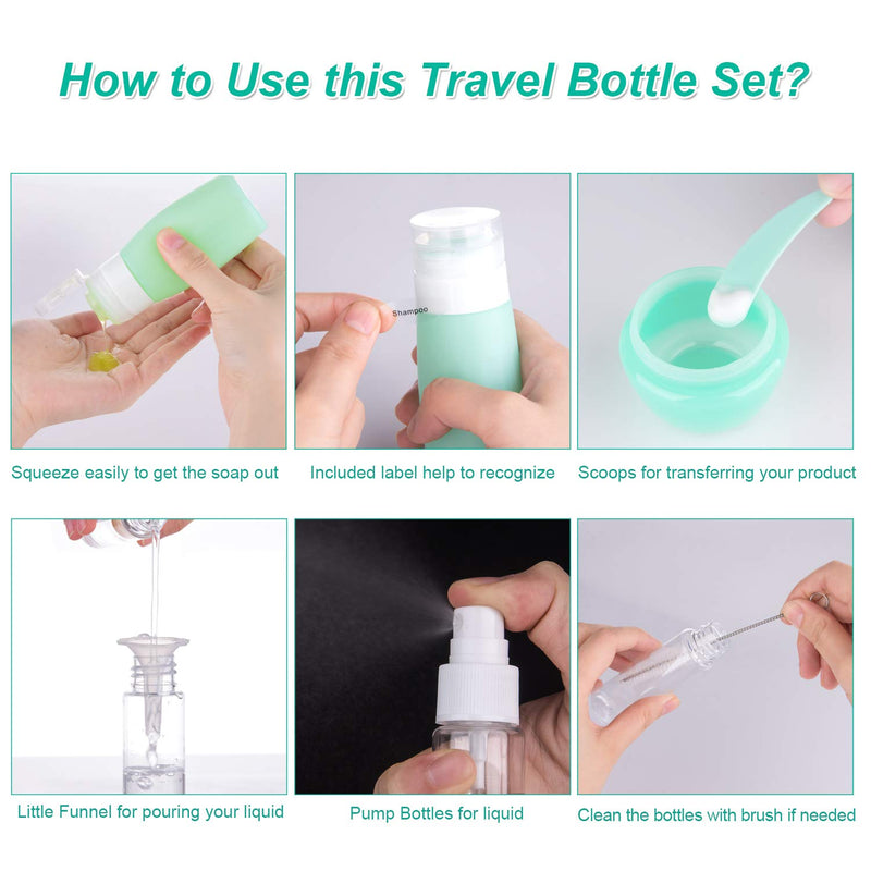 [Australia] - 16 Pack Travel Bottles Set for Toiletries, Morfone TSA Approved Travel Containers Leak Proof Silicone Squeezable Travel Accessories 2oz 3oz for Shampoo Conditioner Lotion Body Wash ( BPA Free ) 