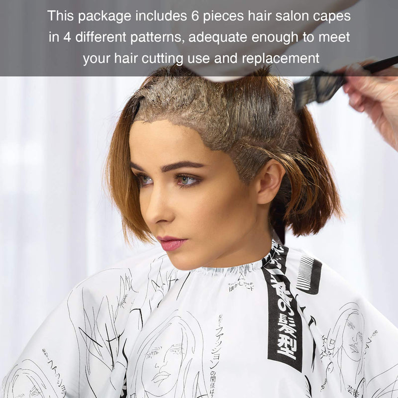 [Australia] - 6 Pieces Hair Salon Cape Barber Hair Cutting Cape Barber Hairdressing Cape Waterproof Haircut Styling Cape for Hairstylist, Hairdresser, Barber (Scissors, Brush and Bottle Pattern) Scissors, Brush and Bottle Pattern 