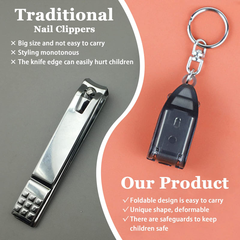 [Australia] - Modixun 3Pack Travel Keychain Finger Nail Clippers, Mini Foldable Stainless Steel Nail Cutter, Portable Nail Clippers with Nail Files 