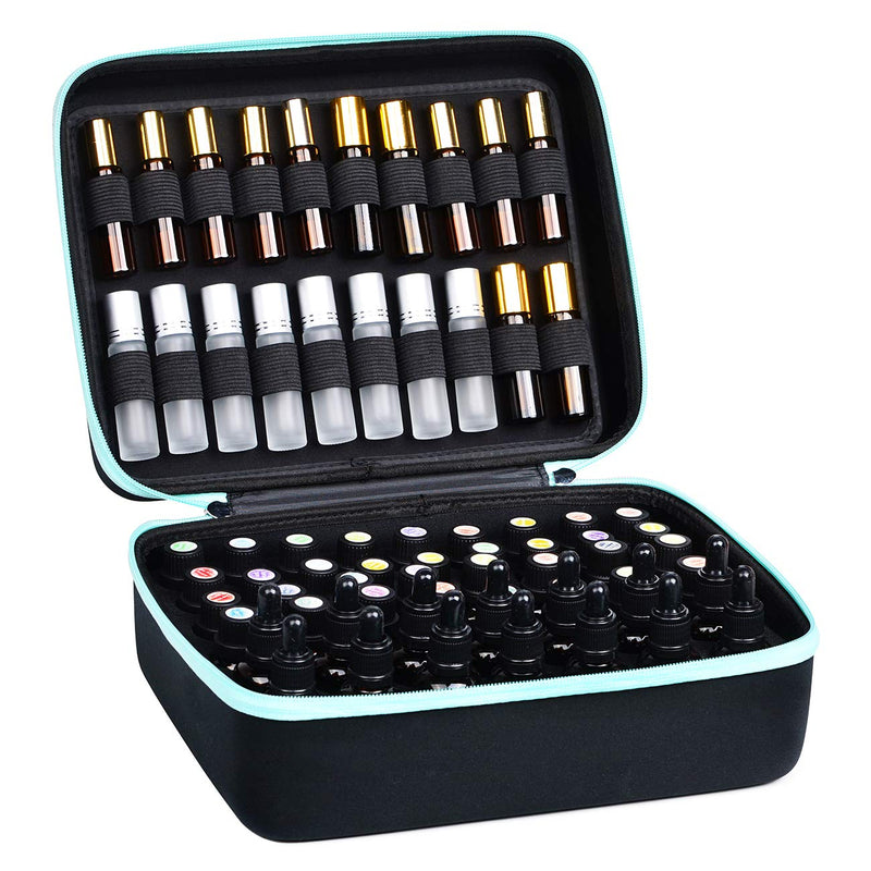 [Australia] - Essential Oil Carrying Organizer Storage Case (Carry Handle On Top) Holds 48-68 Small Bottle Box/Roller Bottles for 5ml 10ml 15ml 20ml 30ml /1oz with Free Writable Labels Opener 48 Holes 1 Count (Pack of 1) 