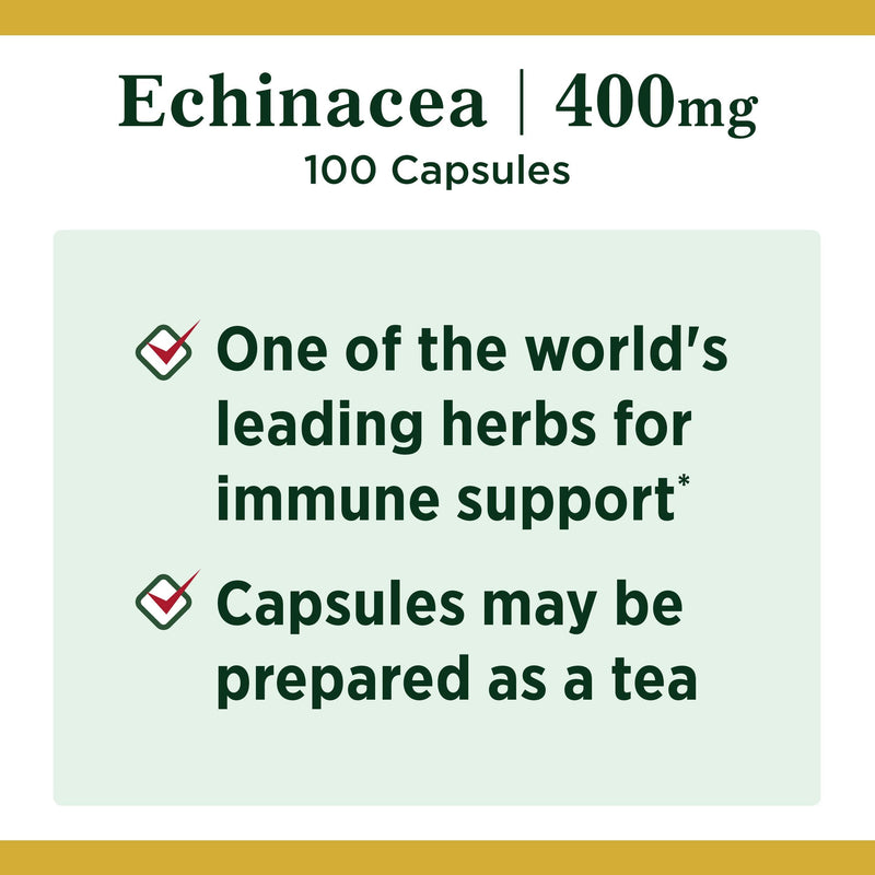 [Australia] - Echinacea by Nature's Bounty, Herbal Supplement, Supports Immune Health, 400mg, 100 Capsules 