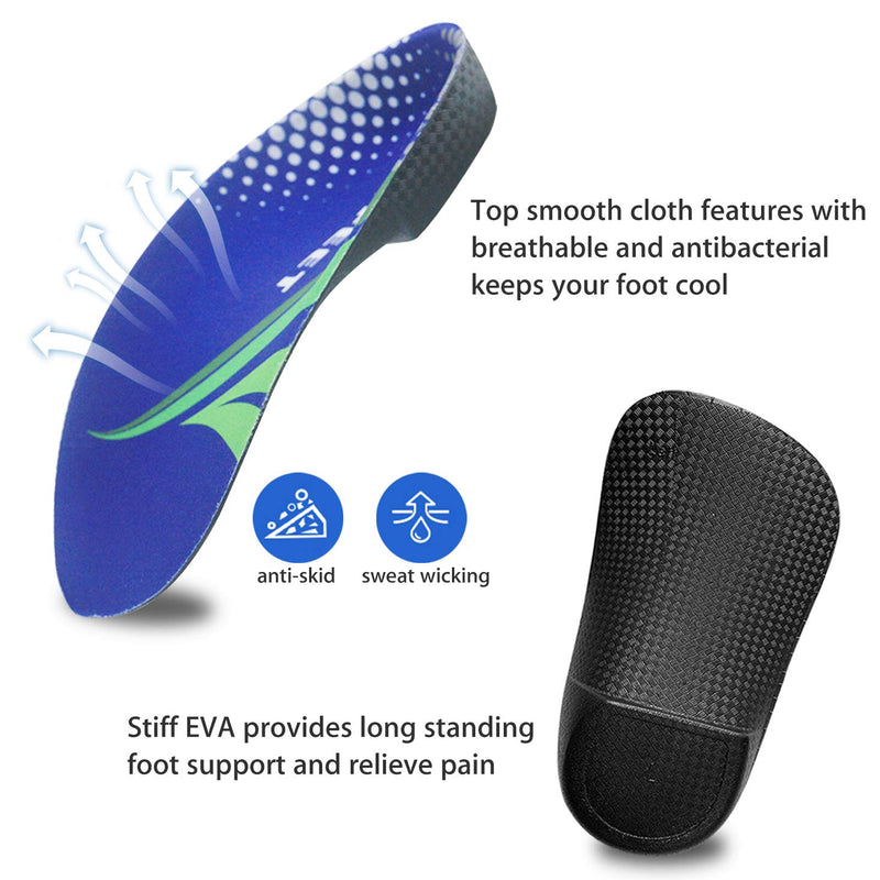 [Australia] - Orthotic Inserts 3/4 Length, High Arch Support Foot Insoles for Over-Pronation Plantar Fasciitis Flat Feet Heel Pain Relief Shoe Inserts for Running Sports Men and Women, L|Men's 9-11, Women's 10-12 L | Men's 9-11, Women's 10-12 