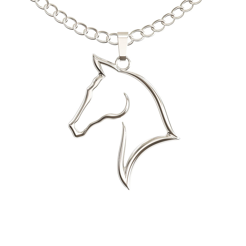 [Australia] - Happy Kisses Horse Necklace – Horse Gift for Horseback Riders – Cute Outline Pendant for Women & Girls - Sweet Message Card Silver 