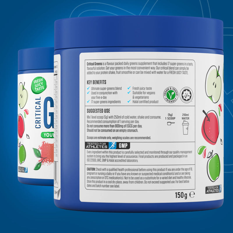 [Australia] - Applied Nutrition Critical Greens - Super Greens Powder, Boost Your Immune System with Superfood Nutrients, Vegan (150g - 30 Servings) (Apple Burst) Apple Burst 150 g (Pack of 1) 