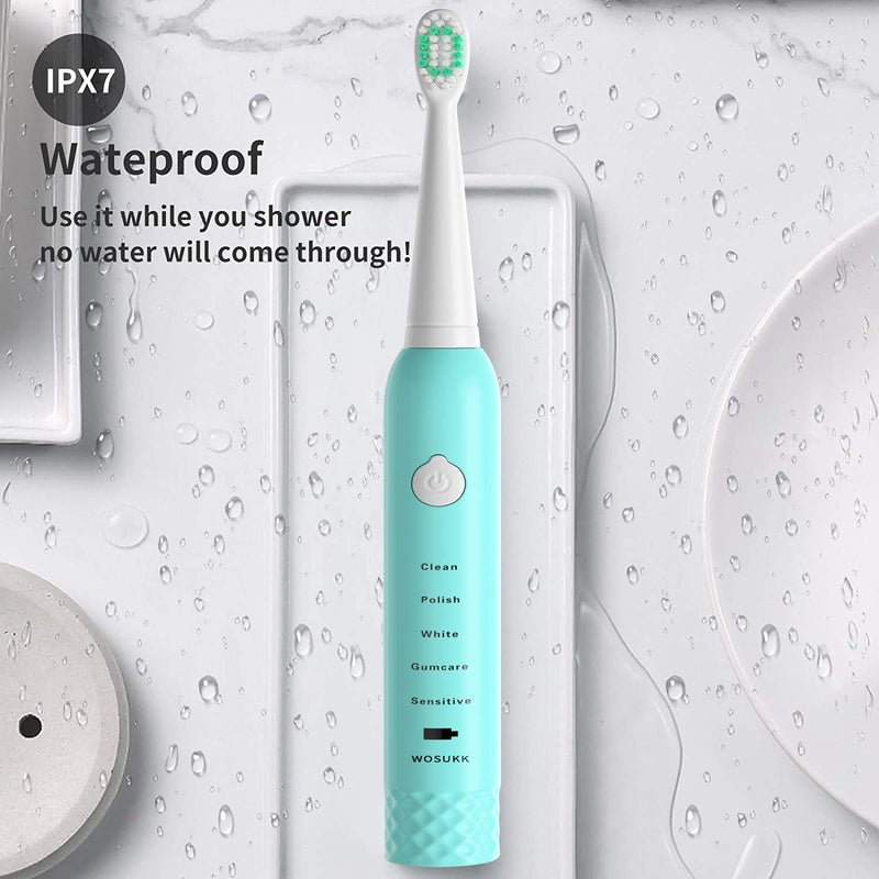 [Australia] - Sonic Electric Toothbrushes for Kids-5 Modes with Smart Timer, Waterproof USB Charging Rechargeable Ultrasonic Toothbrushes, 4 Replacement Brush Heads, Adults Power Toothbrush 