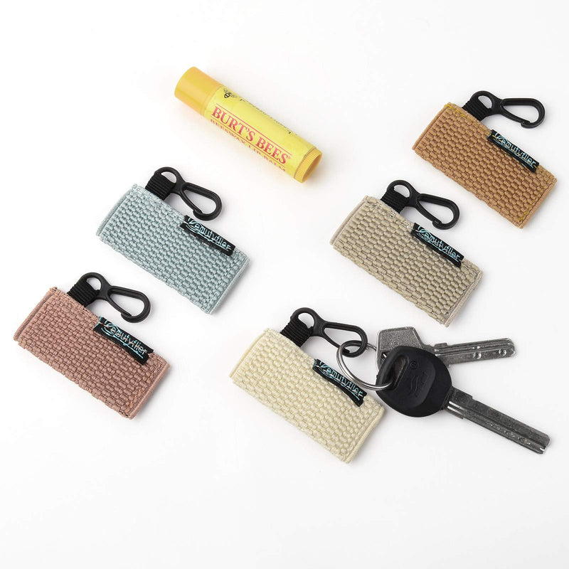 [Australia] - Beautyflier Clip-on Sleeve Chapstick Pouch Keychain Lipstick Holder Elastic Lip Balm Holder Travel Accessories (Pink/Light Blue/Light Brown/Beige/Grey) Leather Pink/Light Blue/Light Brown/Beige/Grey 