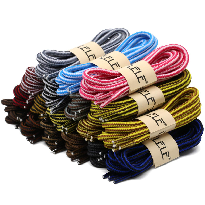 [Australia] - DELELE 2 Pair Strong Boot Laces Hiking Walking Boot Shoelaces Round Rope Dual Coloured Striped Shoe Lace Strings 27.56"Inch (70CM) 01 Golden Brown 