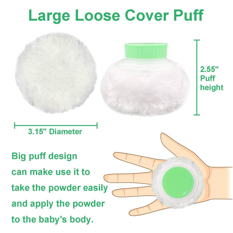 [Australia] - Storage Body Powder Container, Large 3.5" Fluffy Body After-bath Powder Case, Baby Care Face/Body Villus Powder Puff Box, Makeup Cosmetic Talcum Powder Container with Hand Holder (Green) 3.15 Inch Storage Type Green 