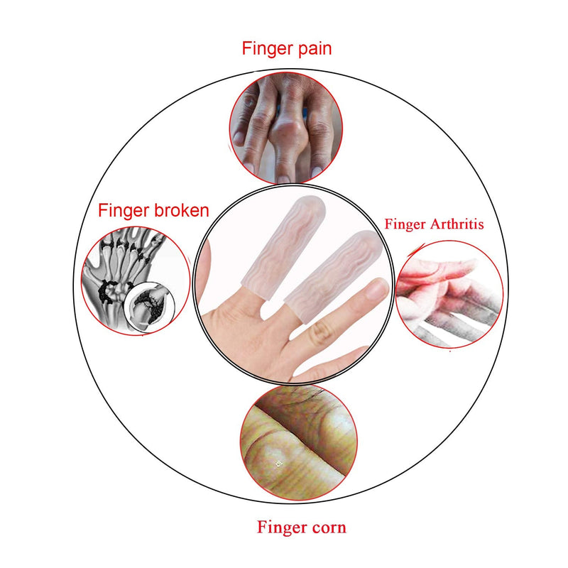 [Australia] - 10 Pcs Silicone Finger Protectors, Gel Finger Support, Finger Sleeves Finger Caps for Finger Arthritis, Trigger Finger, Corn Blister, Friction and Rubbing. (Transparent) Transparent 